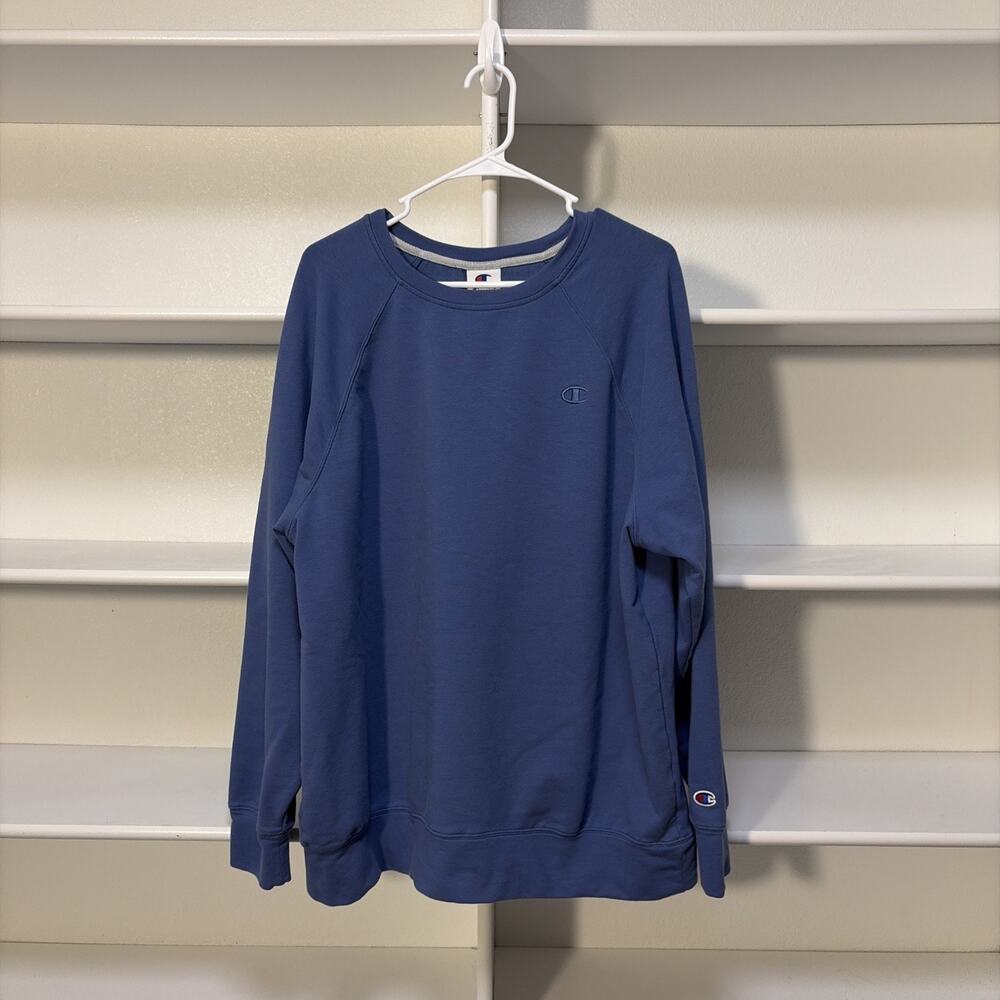 Men’s Champion Embroidered Logo Crew Neck Sweatshirt XL Blue
